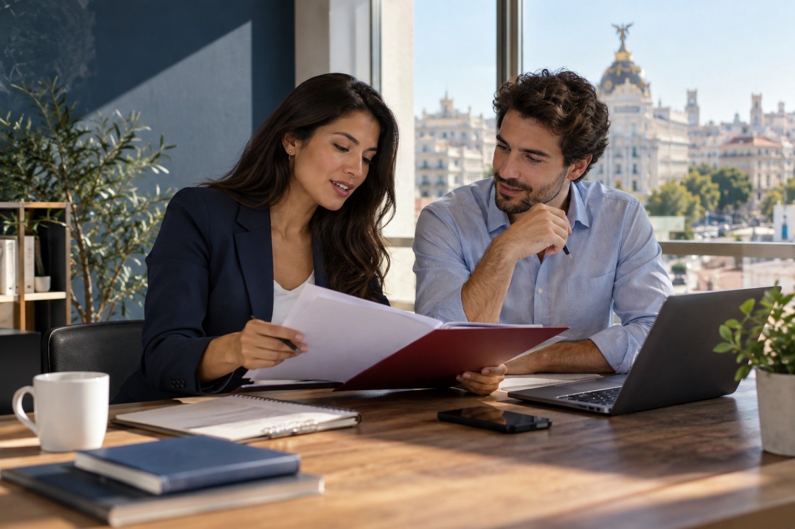 Profesionales revisando documentación de extranjería